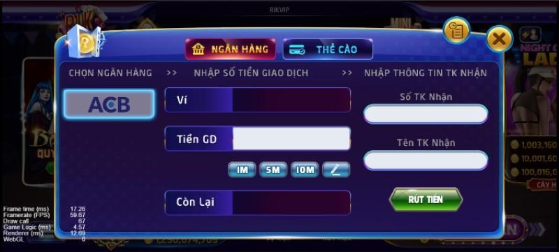 cách rút tiền rikvip qua phương thức ngân hàng