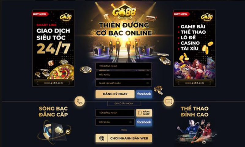 Giao diện chính thống của cổng game Go88