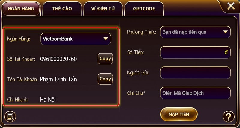 nạp tiền tại man club nhanh qua ví điện tử