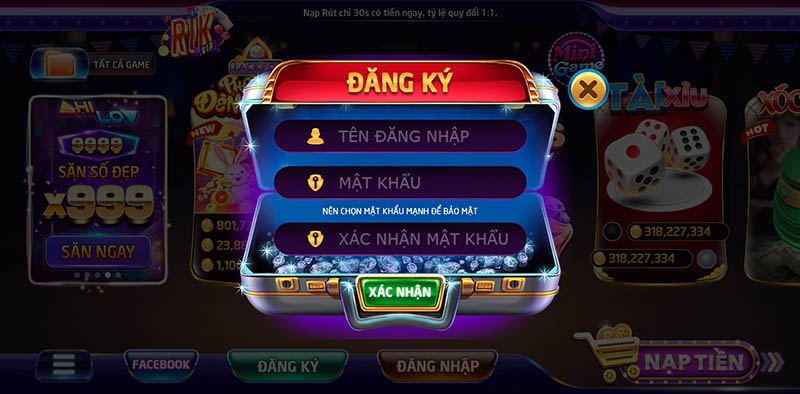 hướng dẫn đăng ký tài khoản game đổi thưởng